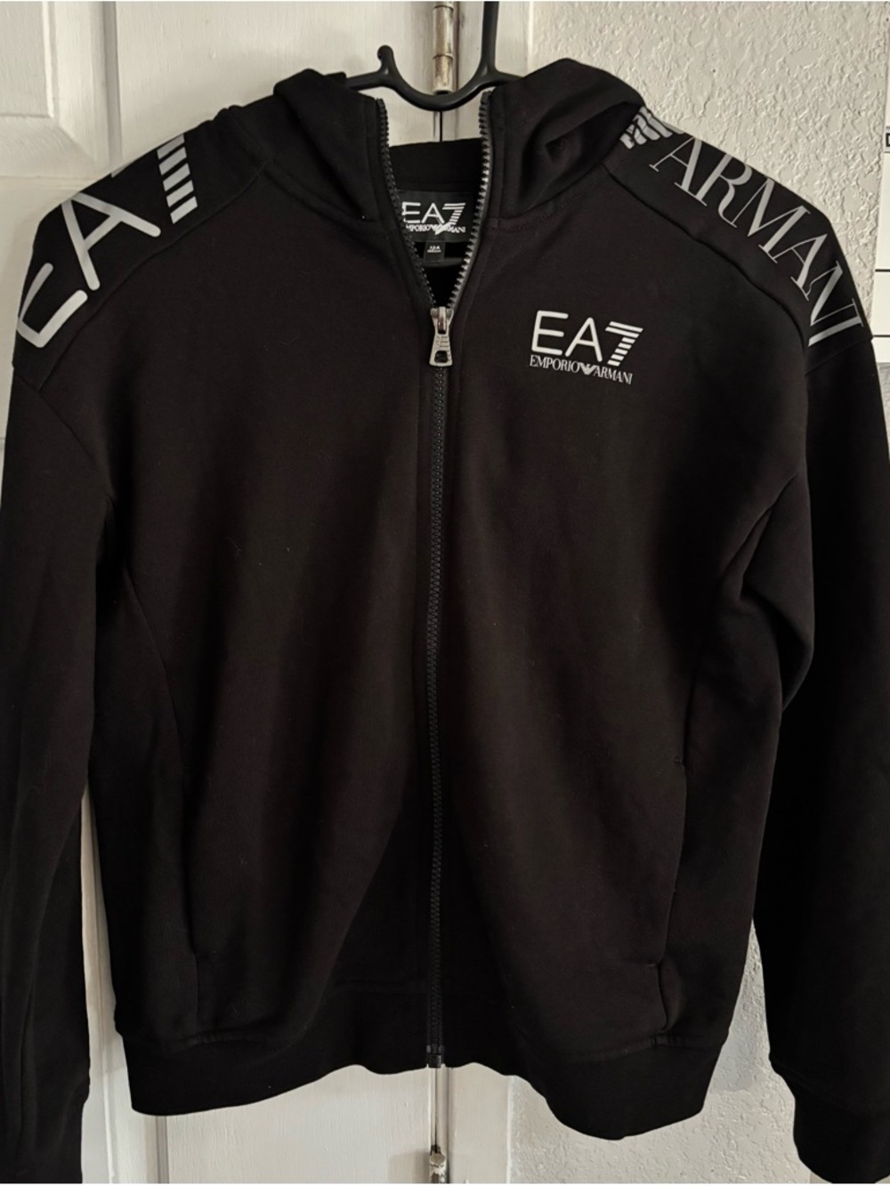 Kids Emporio Armani EA7 Black Zip-Up Hoodie Size 12/ Medium New